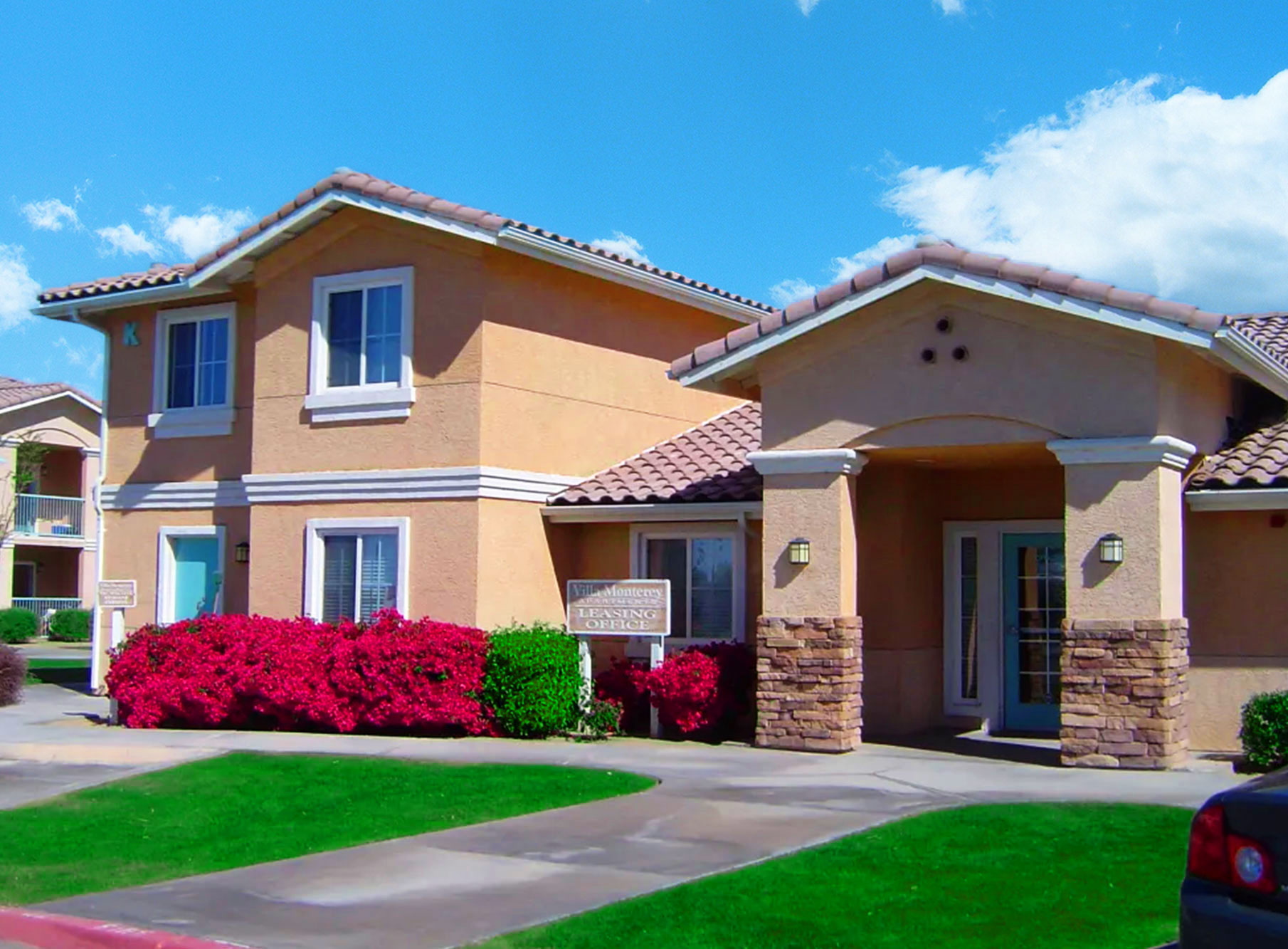 This image displays entrance marker photo of Villa Monterey Apartments